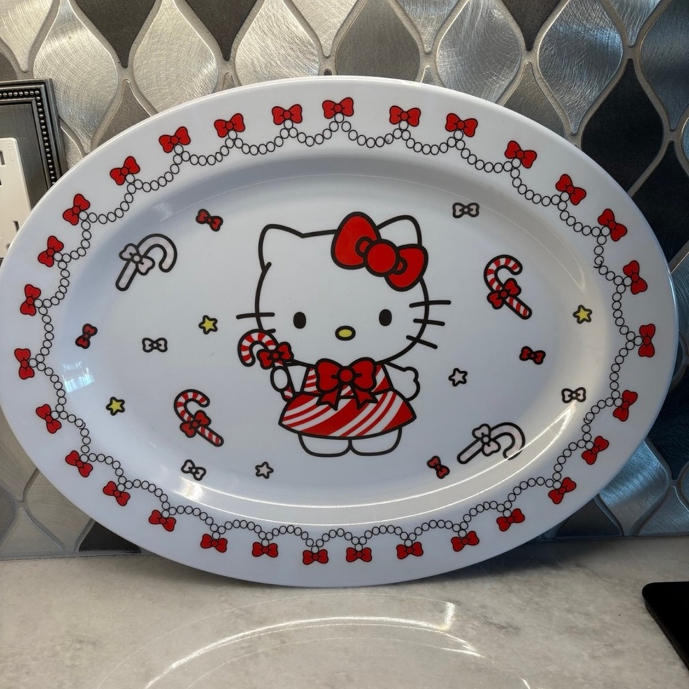Hello Kitty Candy Cane Dress made with Melamine Platter made 2000 New never used
